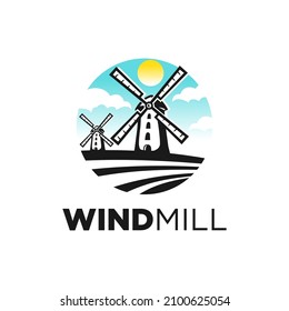 Windmill Logo Design Template Inspiration, Vector Illustration.