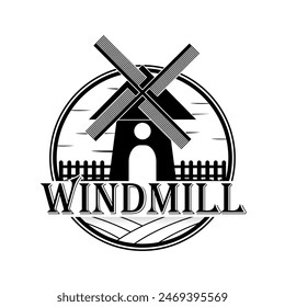 Windmill logo design template on white background
