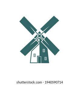 Ilustración vectorial de diseño de logotipo de molino de viento, plantilla de diseño de logotipo de molino de viento creativo, iconos de símbolos