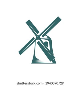 Windmill logo design vector illustration, Creative windmill logo design concept template, symbols icons