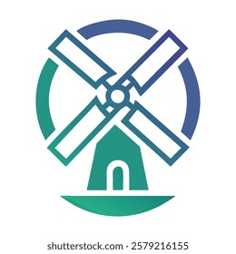 Windmill logo for Farm product symbol . Agriculture, farming, natural food concept