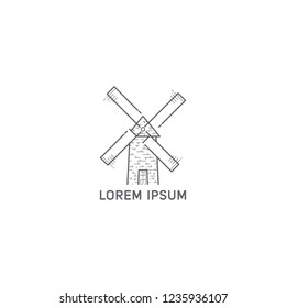 Windmill logo icon line line art monoline outline style illustration
