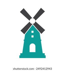 Windmill logo icon vector flat design template