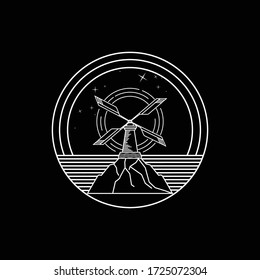 windmill logo illustration with a black background colors