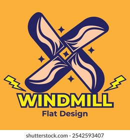Windmill logo illustration vector design with colorful and simple style. suitable for logos, icons, posters, advertisements, banners, companies, t-shirt designs, stickers, websites.