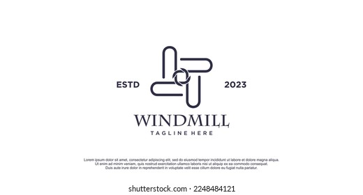 Windmill logo with initial k design vector icon illustration