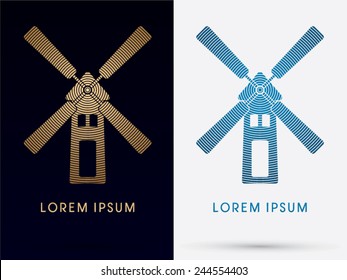 Windmill, logo, symbol, icon, graphic, vector.