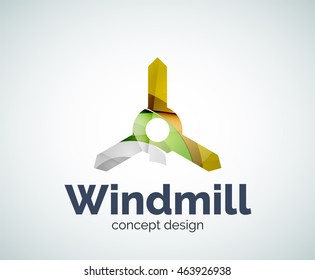 Windmill logo template, abstract elegant glossy business icon