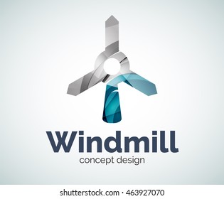 Windmill logo template, abstract elegant glossy business icon
