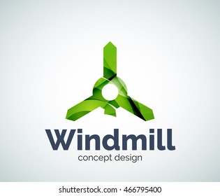 Windmill logo template, abstract elegant glossy business icon