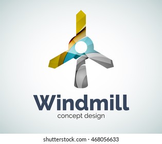 Windmill logo template, abstract elegant glossy business icon