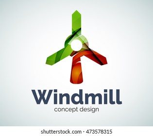 Windmill logo template, abstract elegant glossy business icon