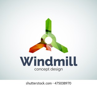 Windmill logo template, abstract elegant glossy business icon