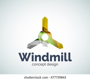 Windmill logo template, abstract elegant glossy business icon