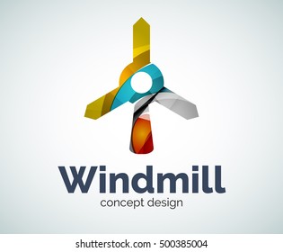 Windmill logo template, abstract elegant glossy business icon