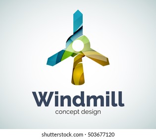 Windmill logo template, abstract elegant glossy business icon