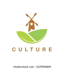 Windmill logo template. agricultural water system icon. vector illustration