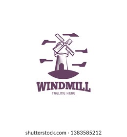 Windmill logo template vector. Farm building logo template. Windmill logo concept