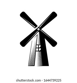 Windmill logo template vector. Farm building logo template. Windmill logo concept