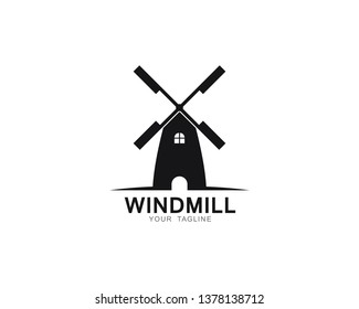 Windmill logo template vector icon illustration design