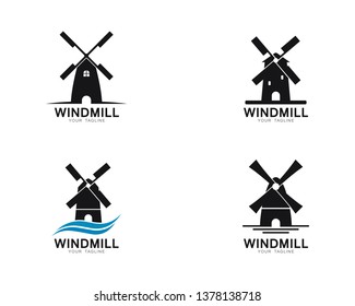 Windmill logo template vector icon illustration design