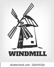 Windmill Logo. Vector black icon illustration