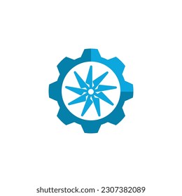 windmill logo vector energy air conditioning technology