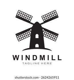 Windmill logo vector flat design template