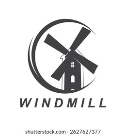 Windmill logo vector flat design template