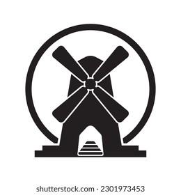 Windmill logo vector illustration flat design.