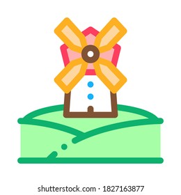 windmill in meadow icon vector. windmill in meadow sign. isolated contour symbol illustration