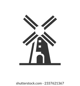 Windmill, Mill icon. Vector illustration isolated on white background.