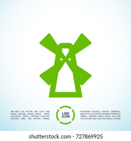 Windmill minimal vector icon. Cemetery flat line icon for websites and mobile minimalistic flat design.