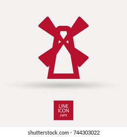 Windmill minimal vector icon. Cemetery flat line icon for websites and mobile minimalistic flat design.