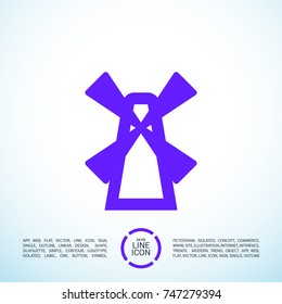 Windmill minimal vector icon. Cemetery flat line icon for websites and mobile minimalistic flat design.