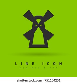 Windmill minimal vector icon. Cemetery flat line icon for websites and mobile minimalistic flat design.