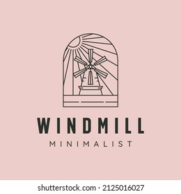 windmill minimalist line art logo vector symbol illustration design