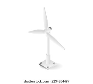 Windmill minimalistic illustration isometric flat 3d concept