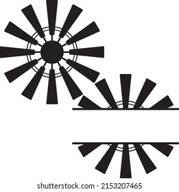 windmill monogram name frame clipart vector