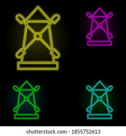 windmill neon color set icon. Simple thin line, outline vector of building landmarks icons for ui and ux, website or mobile application