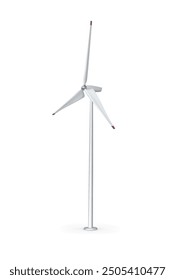 Windmill for obtaining energy in a side view on a white background. Vector illustration.