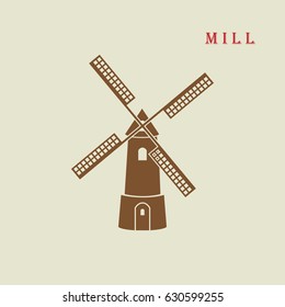 windmill on beige background isolated, vector, icon