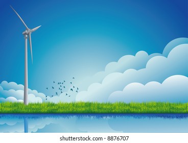 Windmill on the field.