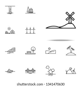 windmill on field icon. Landspace icons universal set for web and mobile