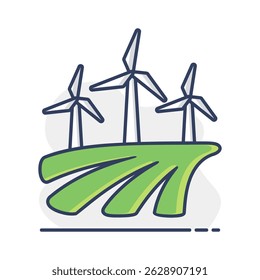 Windmill on the field isolated icon. Agriculture sign. Graph symbol for your web site design, logo, app, UI. Vector illustration, EPS10.