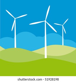 windmill on the field vector illustration