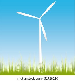 windmill on the field vector illustration