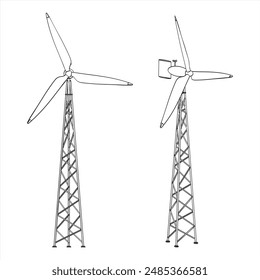 Windmühle auf Stativ grüne Naturenergie, Front- und Rückansicht