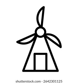 Windmill Outline bold Vector Icon which can be easily modified or Edited 