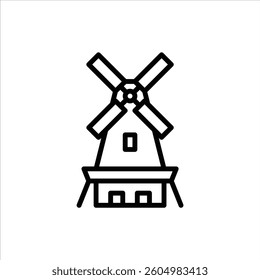 Windmill outline icon. Windmill black line icon.